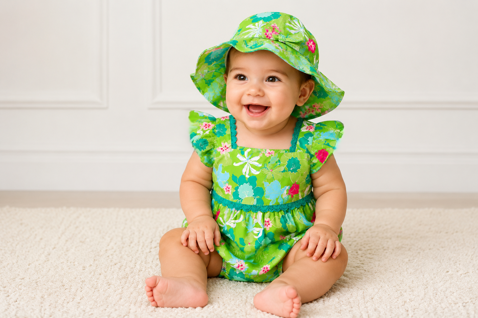 Kallista Green Flowers Hat