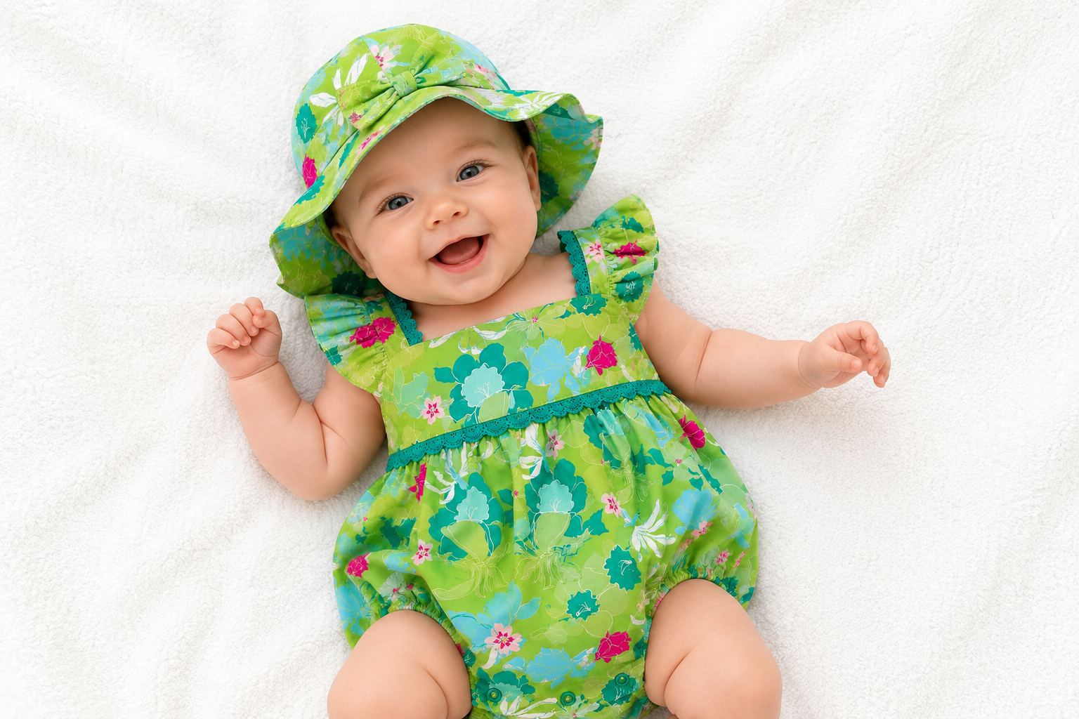 Lara Green Flowers Romper