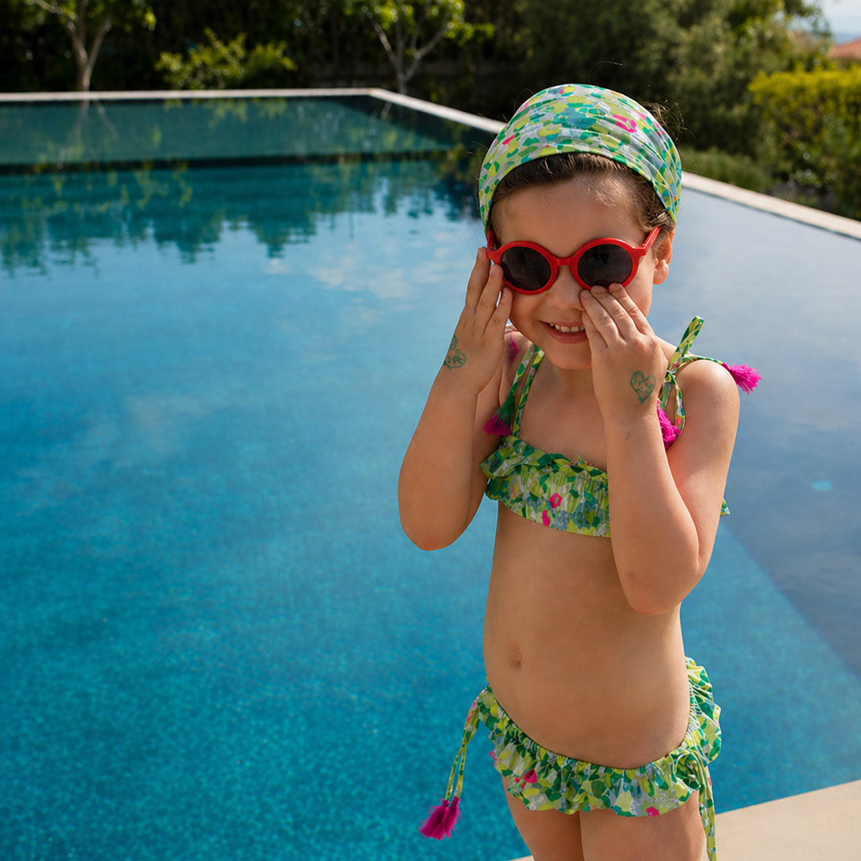 Lilian Green Flowers Swimwear