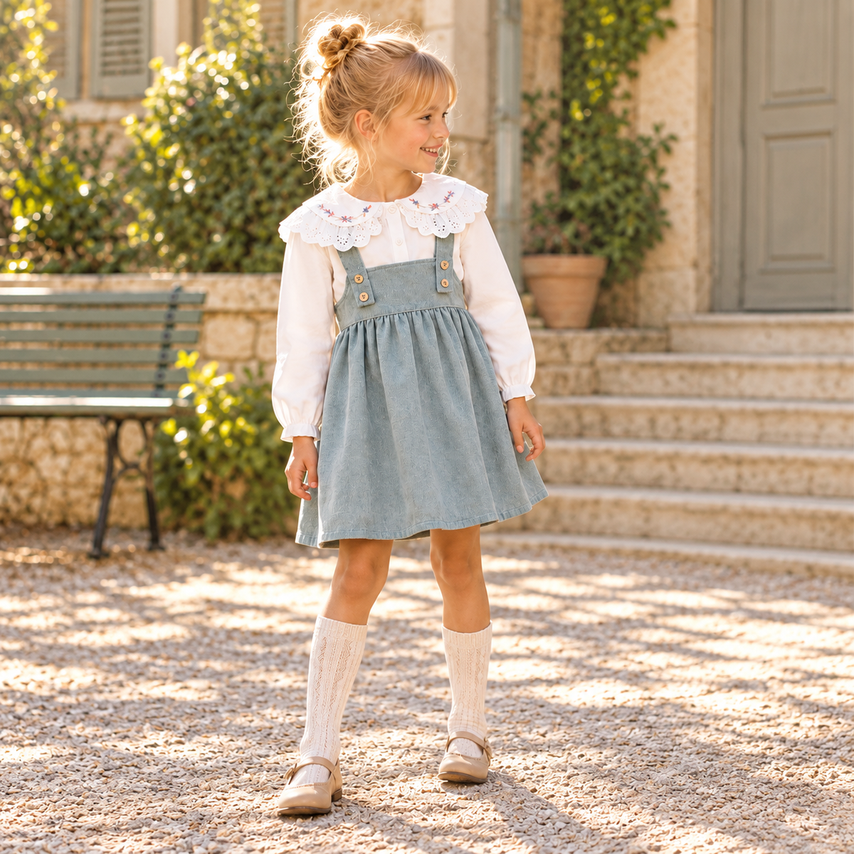 Georgia Dusty Blue Corduroy Dress