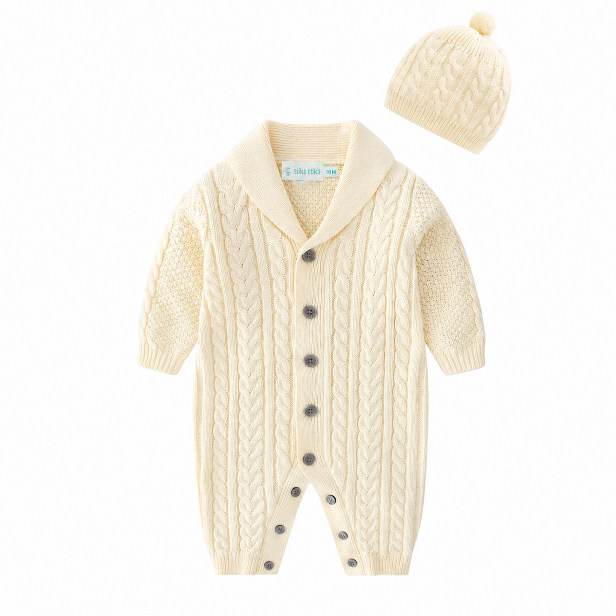 Evan Ivory Cable Knit Romper
