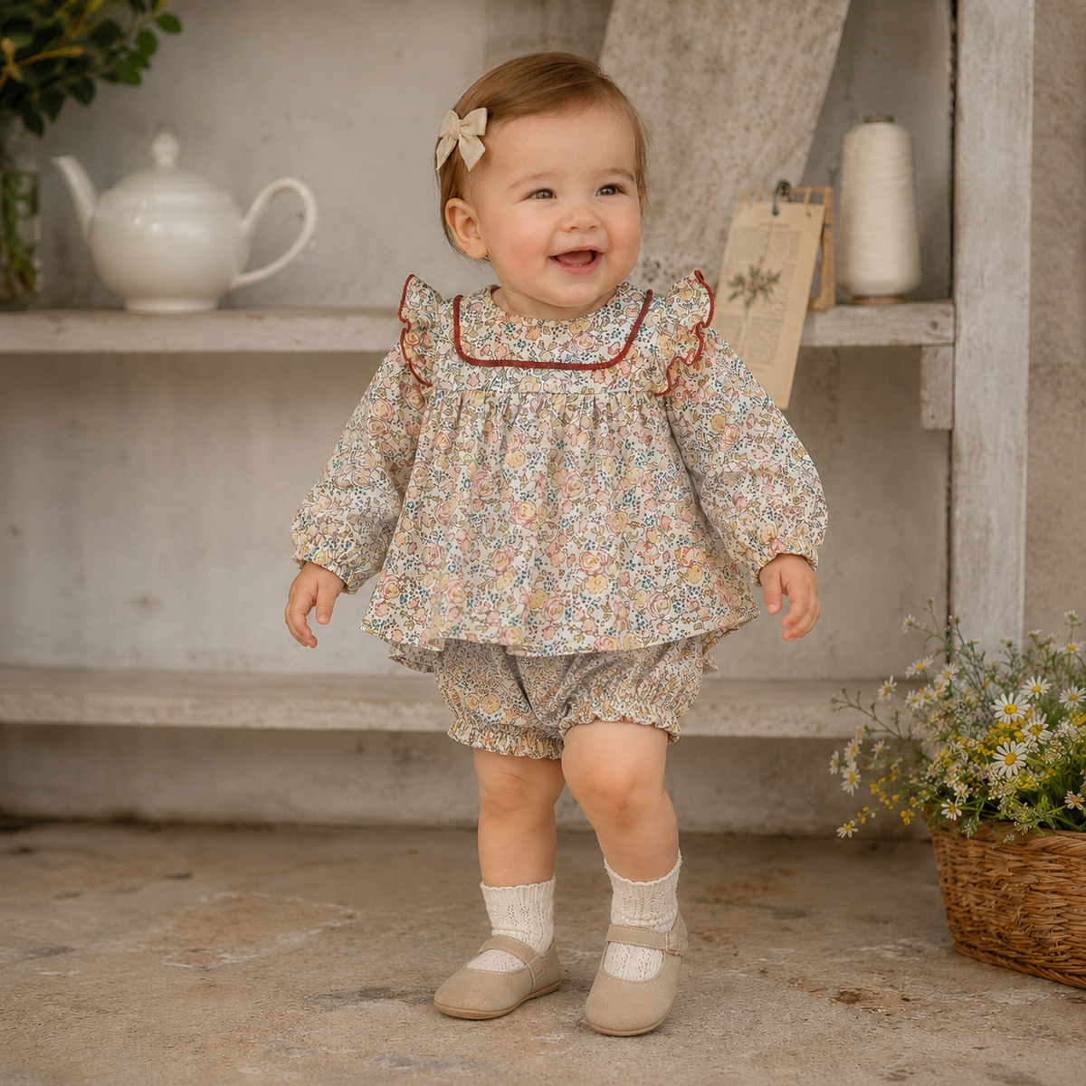 Kate Ivory Floral Romper Set