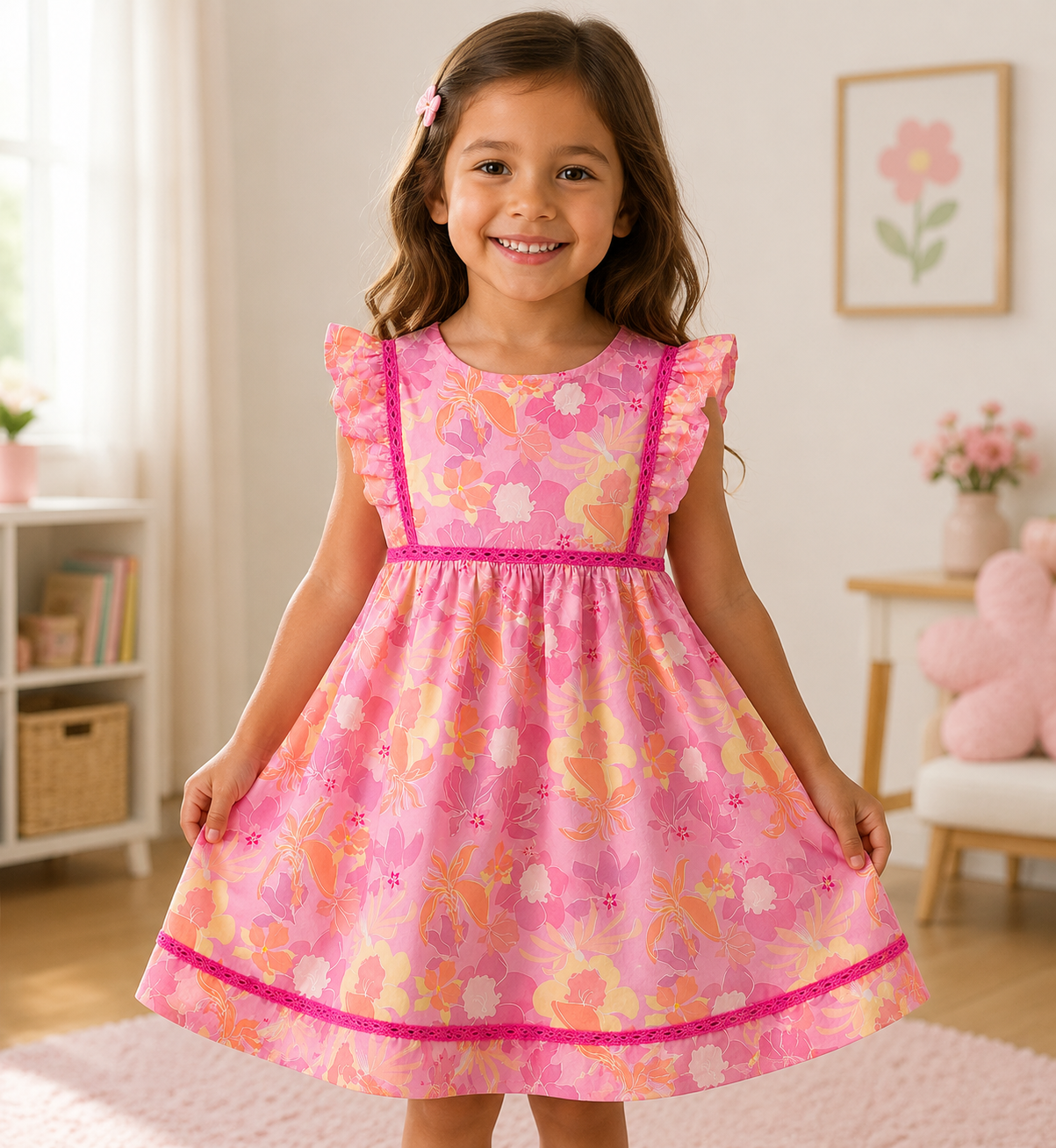 Ellie Pink Flowers Dress
