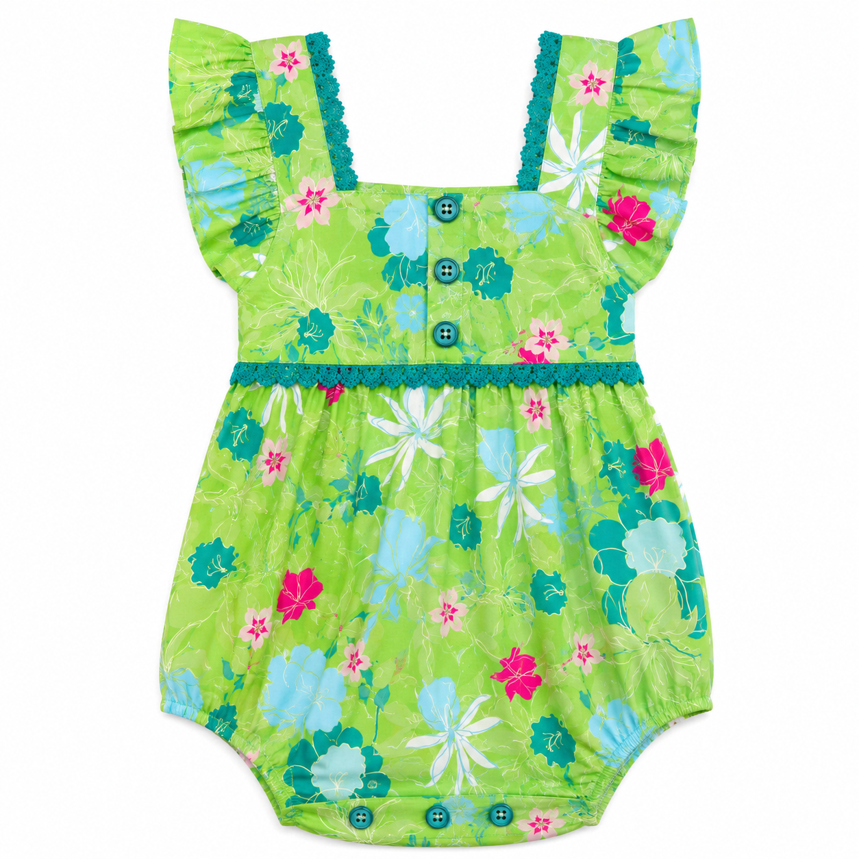 Lara Green Flowers Romper