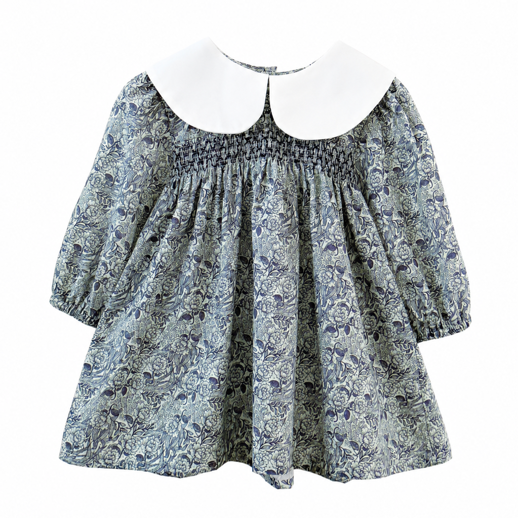 Charlotte Blue Floral Smock Dress