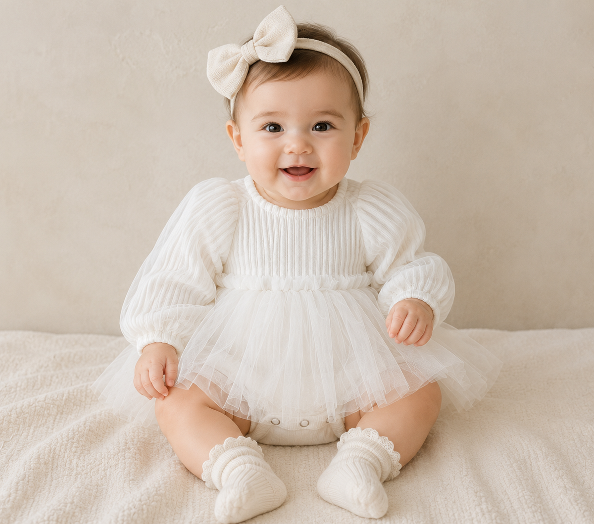 Elodie White Tulle Romper