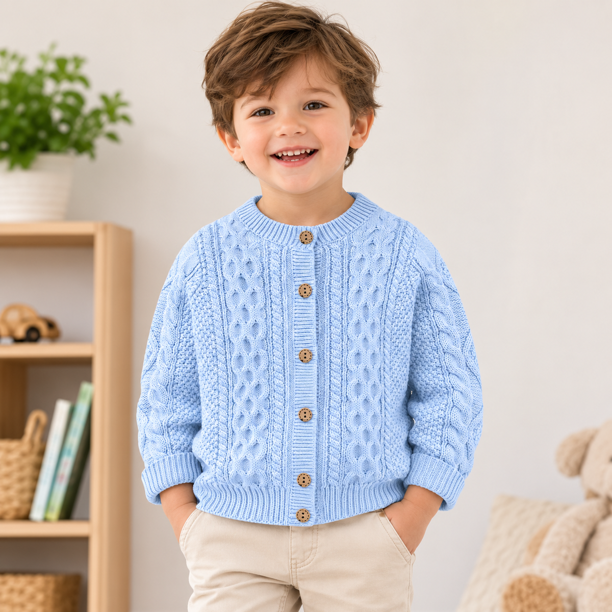 Christian Baby Blue Knit Cardigan