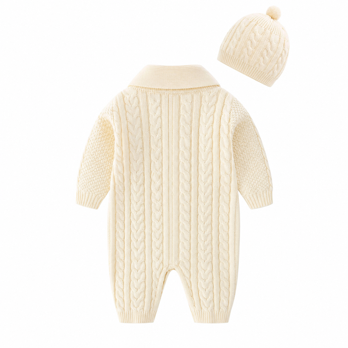 Evan Ivory Cable Knit Romper