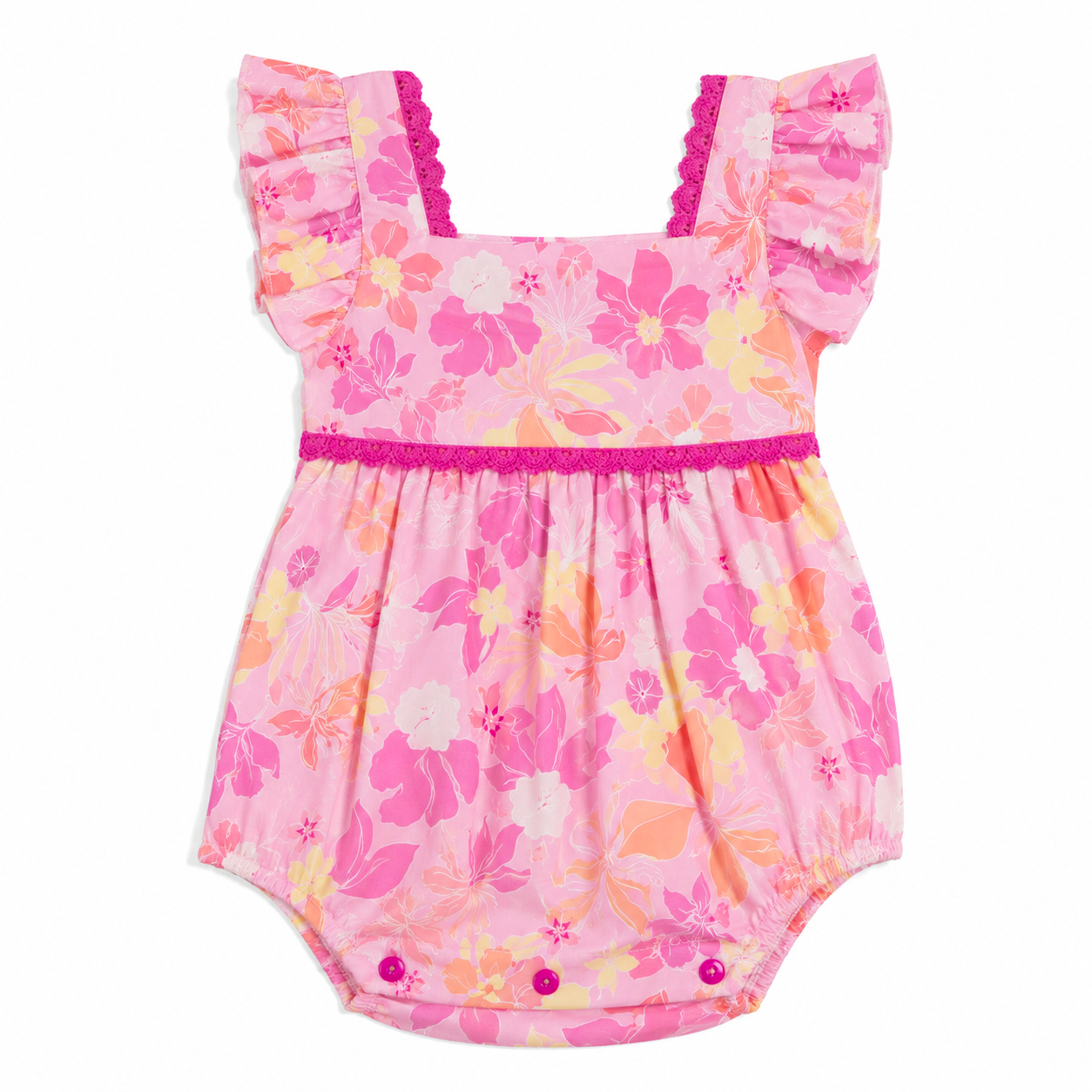 Lara Pink Flowers Romper