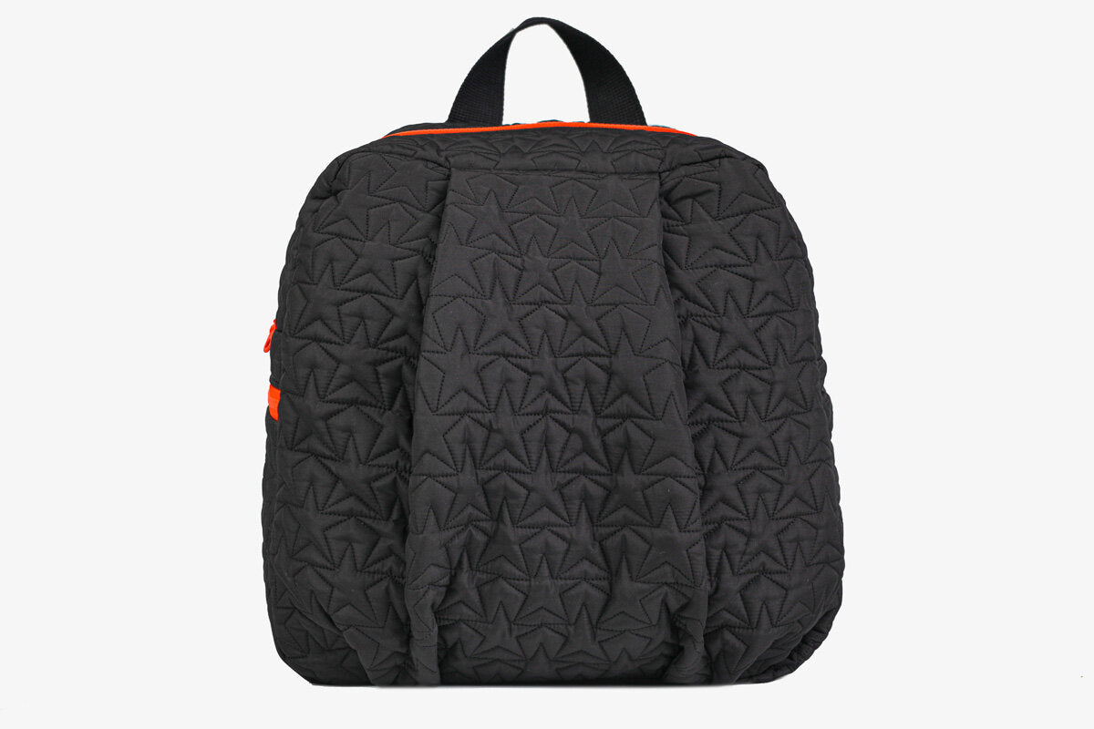Stars Black Backpack Orange Zippers